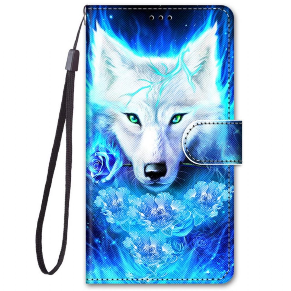 Lederhüllen Für Samsung Galaxy M52 5G Fluoreszierender Wolf