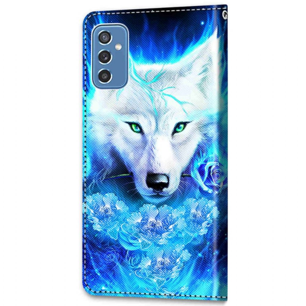 Lederhüllen Für Samsung Galaxy M52 5G Fluoreszierender Wolf