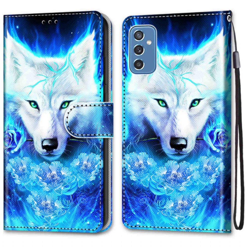 Lederhüllen Für Samsung Galaxy M52 5G Fluoreszierender Wolf