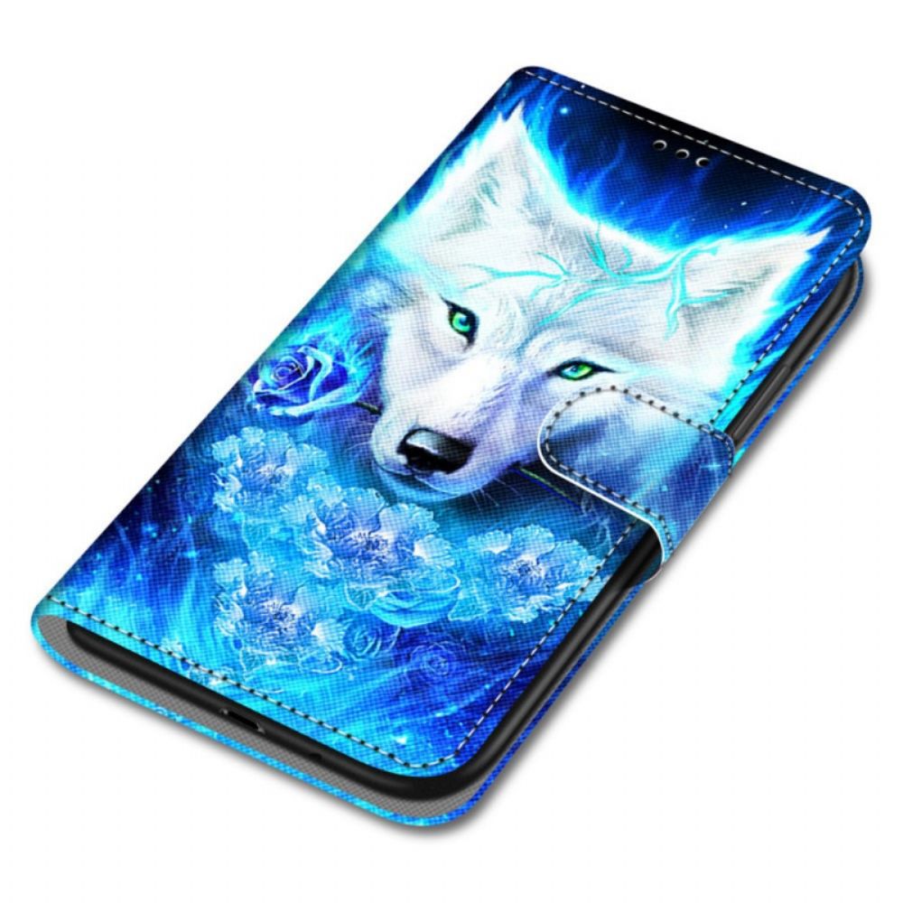 Lederhüllen Für Samsung Galaxy M52 5G Fluoreszierender Wolf