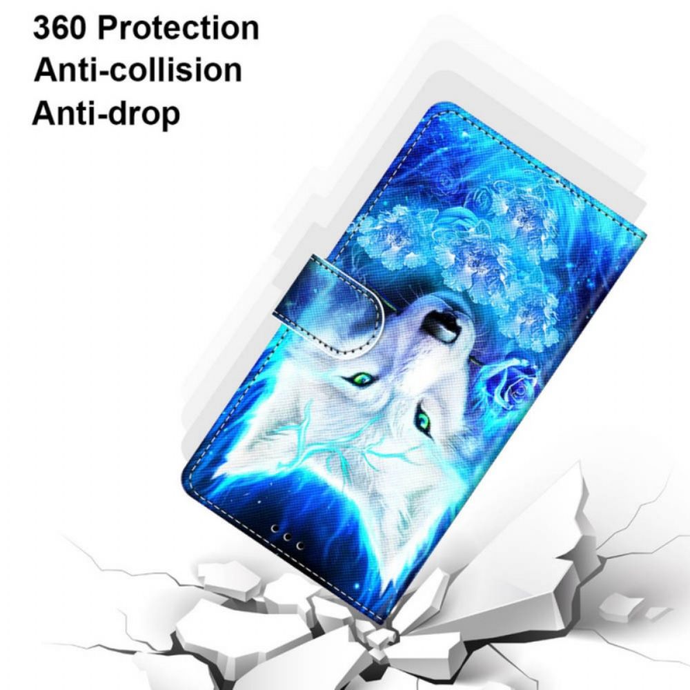 Lederhüllen Für Samsung Galaxy M52 5G Fluoreszierender Wolf