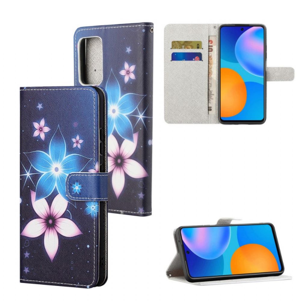 Lederhüllen Für Samsung Galaxy M52 5G Leuchtende Blumen