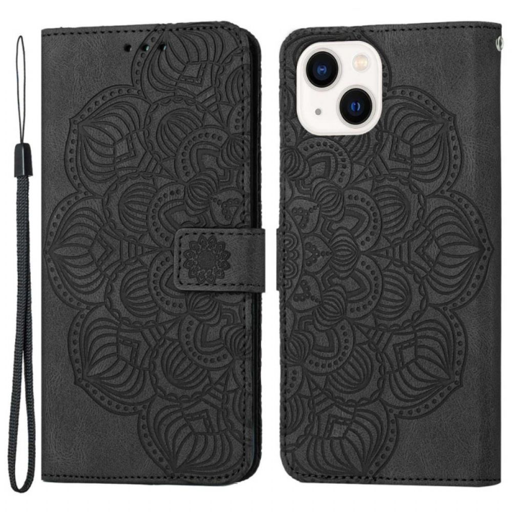 Flip Case Für iPhone 14 Mit Kordel Tanga-mandala