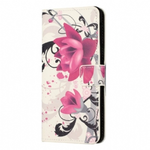 Flip Case Für iPhone 14 Tropische Blumen