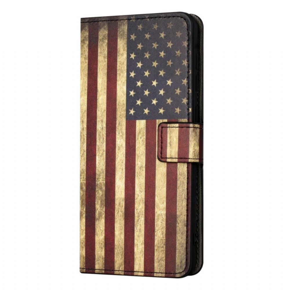 Flip Case Für iPhone 14 Vintage Amerikanische Flagge