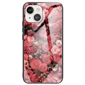 Handyhülle Für iPhone 14 Blumen Aus Gehärtetem Glas