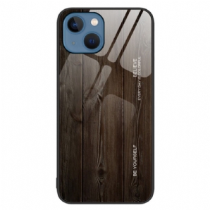 Handyhülle Für iPhone 14 Hartglas Im Holzdesign