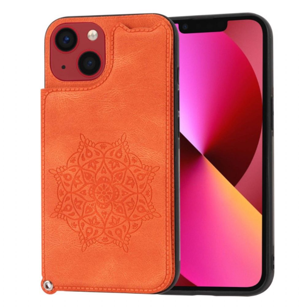 Handyhülle Für iPhone 14 Mit Kordel Kartenhalter Mit Mandala-strap