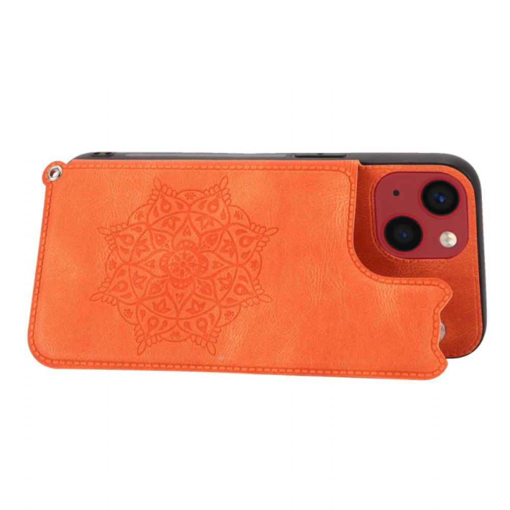 Handyhülle Für iPhone 14 Mit Kordel Kartenhalter Mit Mandala-strap