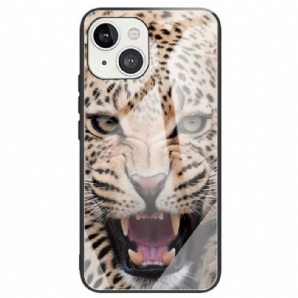 Hülle Für iPhone 14 Gehärtetes Leopardenglas