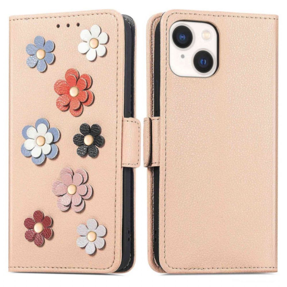 Lederhüllen Für iPhone 14 Dekorative Blumen