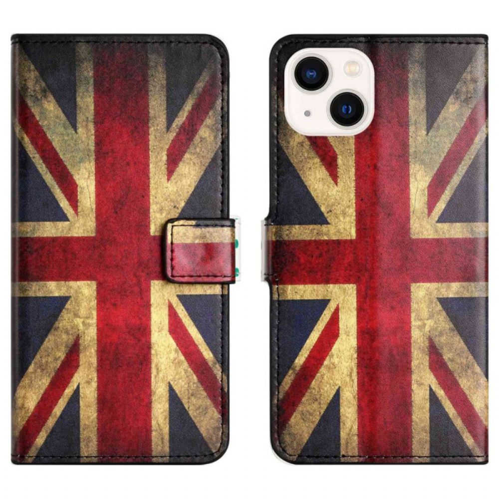 Lederhüllen Für iPhone 14 Vintage Britische Flagge