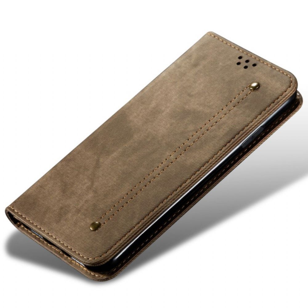 Schutzhülle Für iPhone 14 Flip Case Jeansstoff