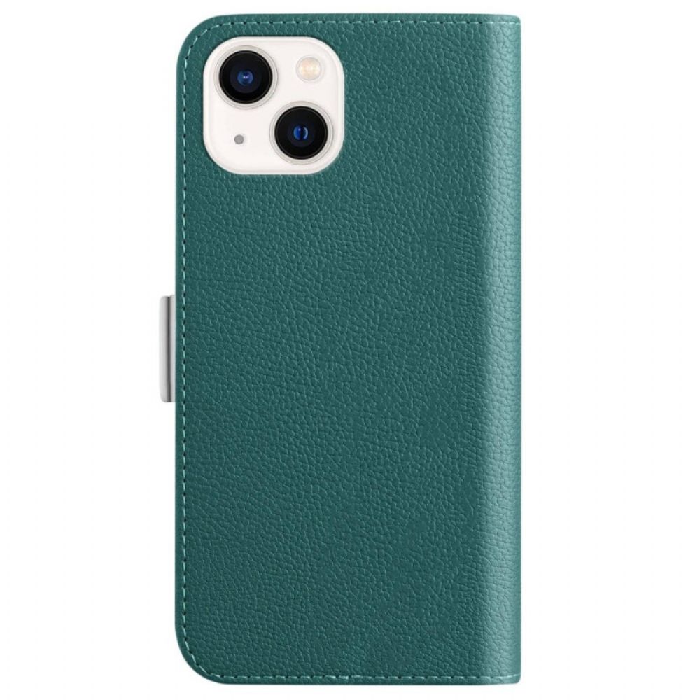 Schutzhülle Für iPhone 14 Flip Case Kunstleder Litschi