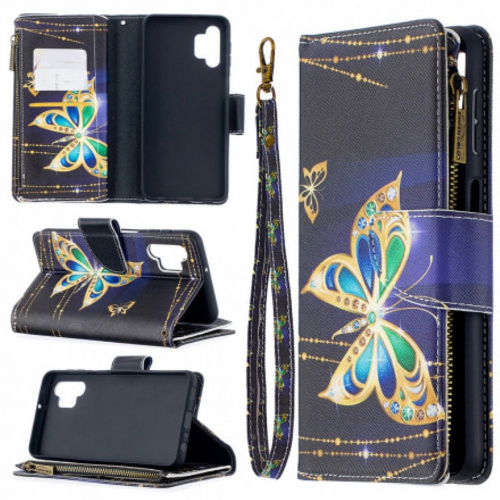 Flip Case Für Samsung Galaxy A32 5G Butterflies Art Reißverschlusstasche