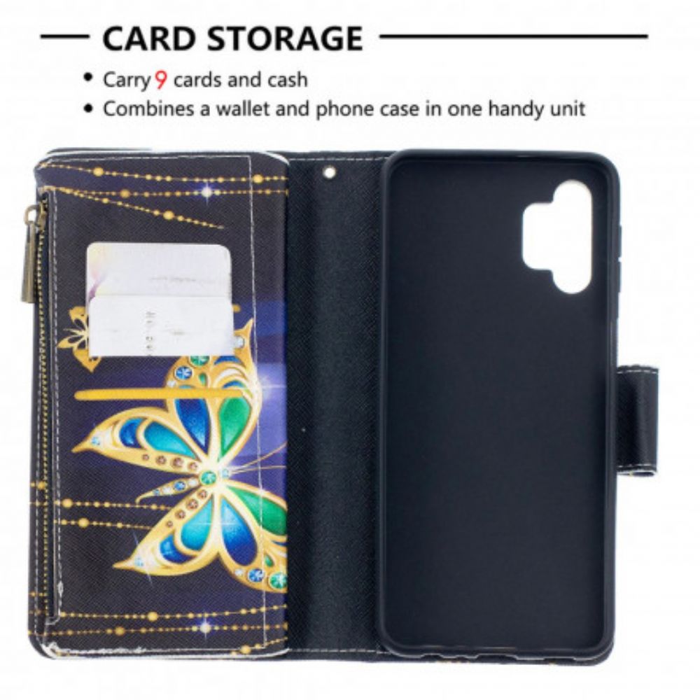 Flip Case Für Samsung Galaxy A32 5G Butterflies Art Reißverschlusstasche