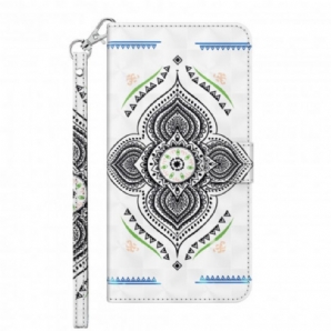 Flip Case Für Samsung Galaxy A32 5G Mandala-lichtpunkte Mit Lanyard