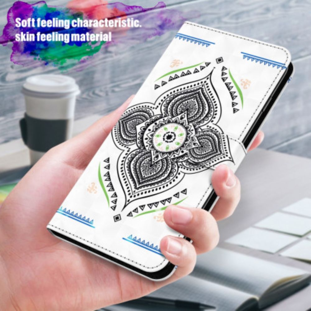 Flip Case Für Samsung Galaxy A32 5G Mandala-lichtpunkte Mit Lanyard