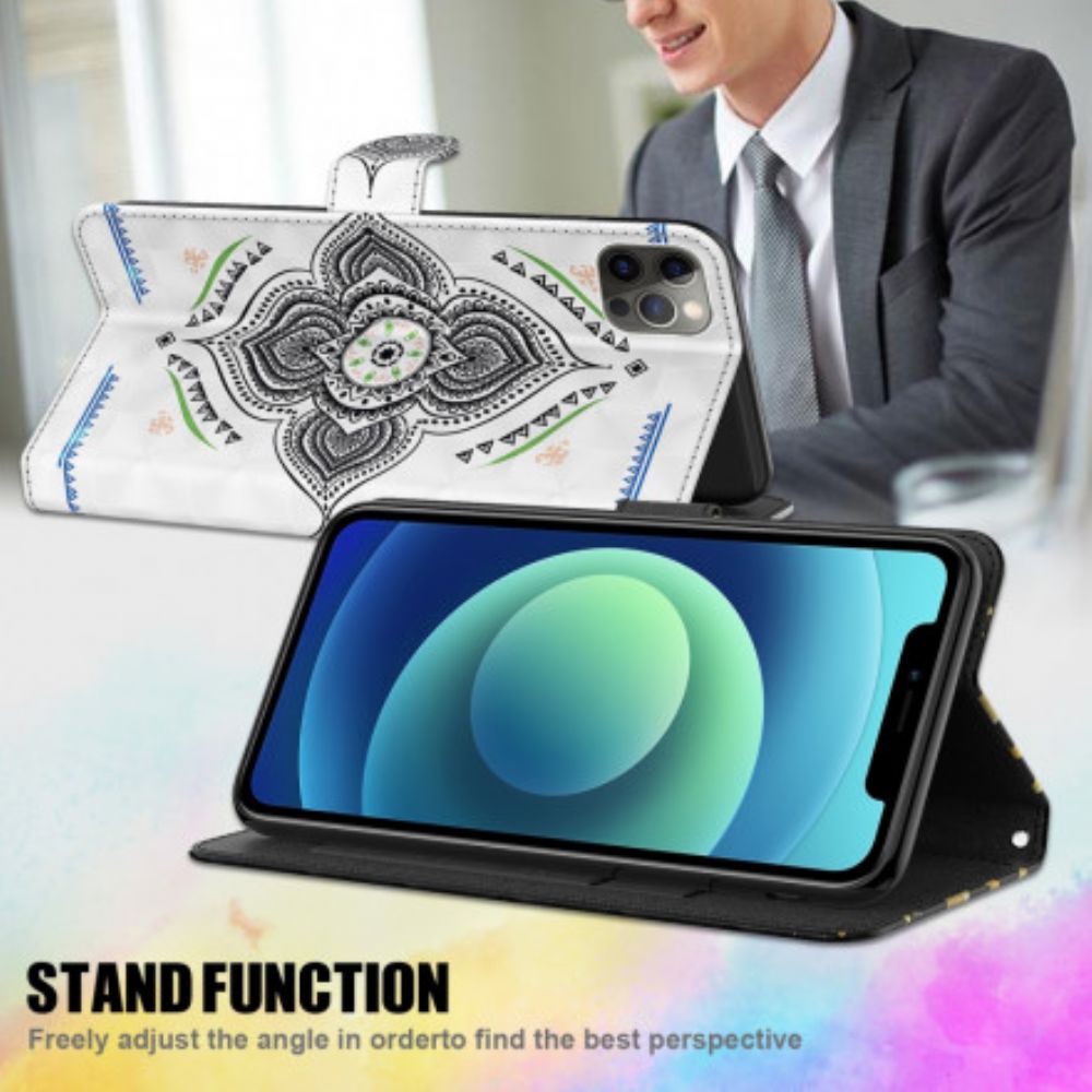 Flip Case Für Samsung Galaxy A32 5G Mandala-lichtpunkte Mit Lanyard