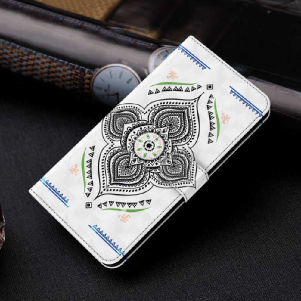 Flip Case Für Samsung Galaxy A32 5G Mandala-lichtpunkte Mit Lanyard