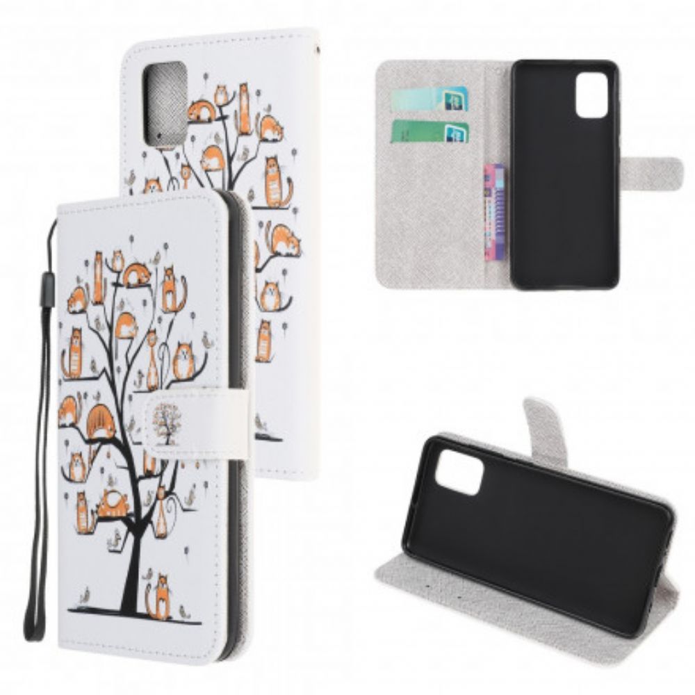 Flip Case Für Samsung Galaxy A32 5G Mit Kordel Funky Cats Mit Riemen