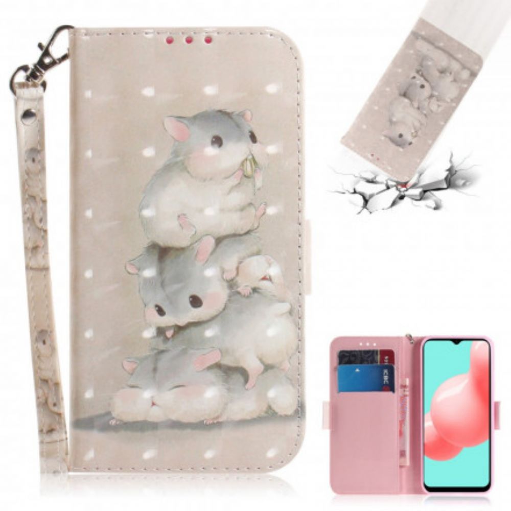 Flip Case Für Samsung Galaxy A32 5G Mit Kordel Zapfenhamster