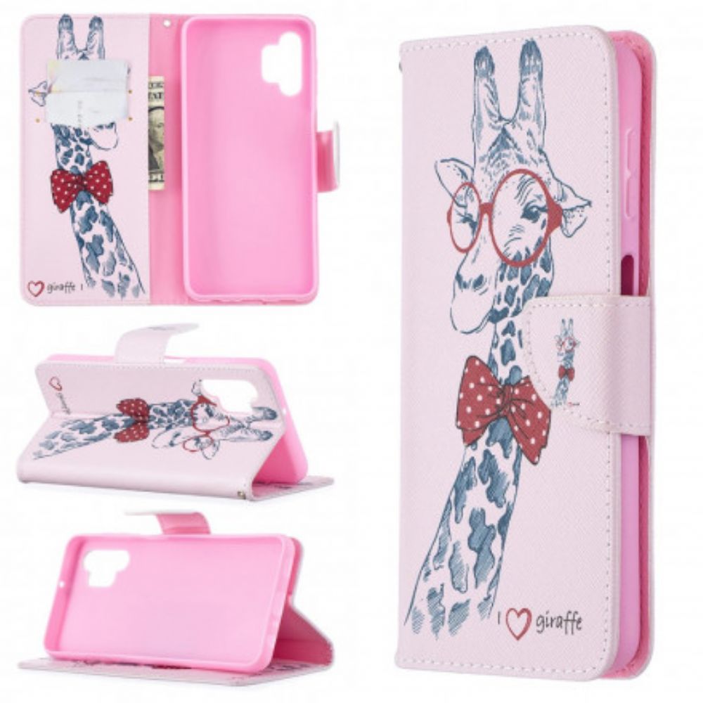 Flip Case Für Samsung Galaxy A32 5G Schlaue Giraffe