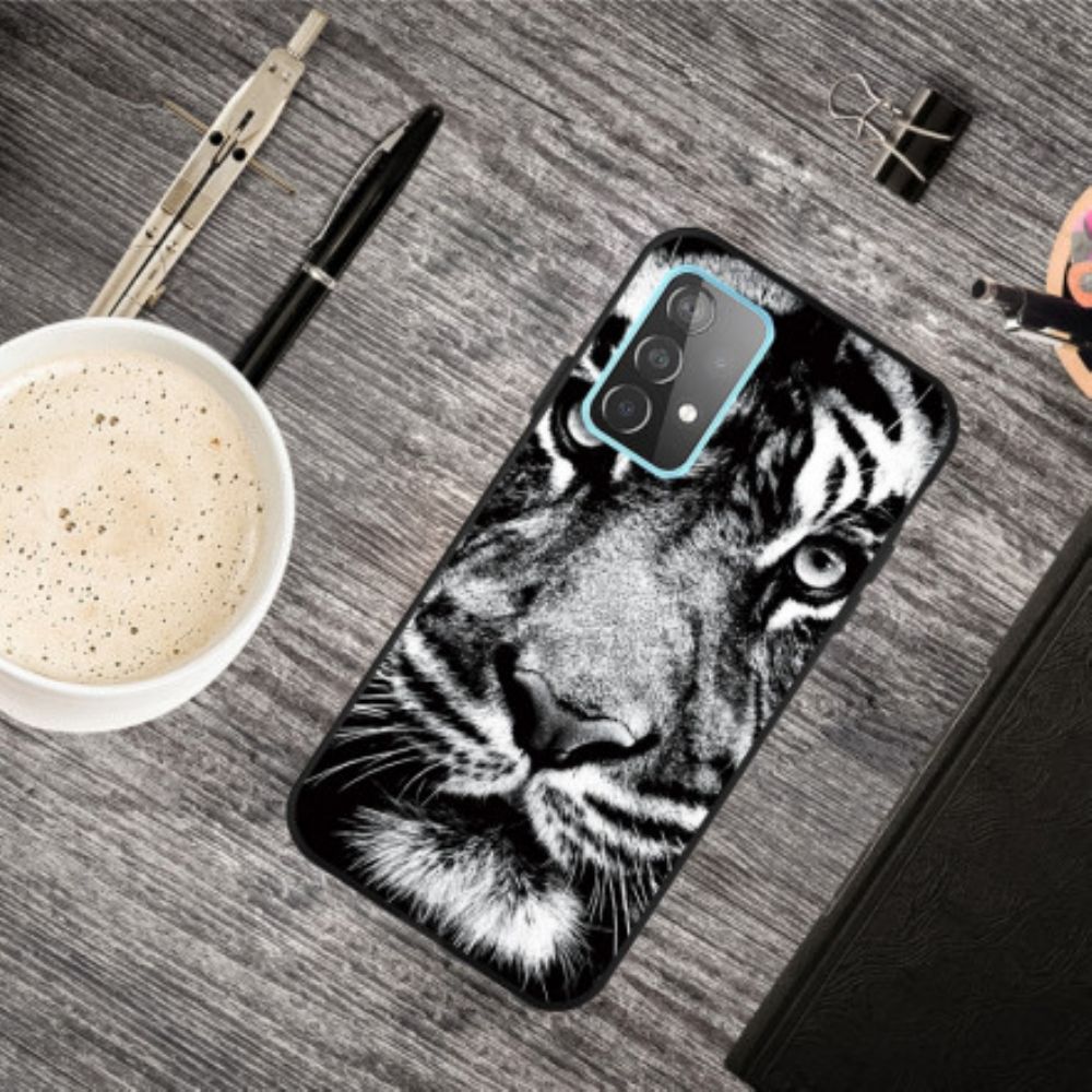 Hülle Für Samsung Galaxy A32 5G Schwarzer Und Weißer Tiger