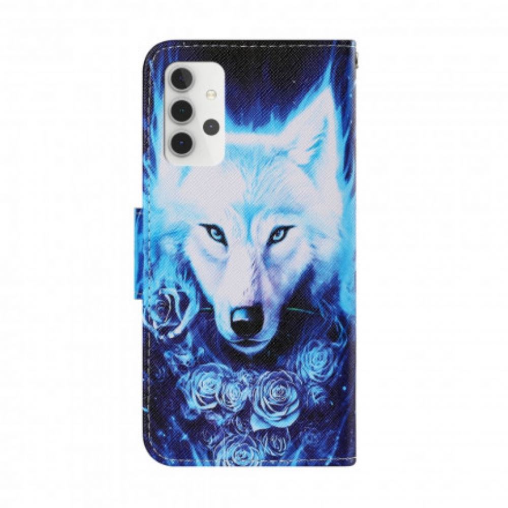 Lederhüllen Für Samsung Galaxy A32 5G Weißer Wolf