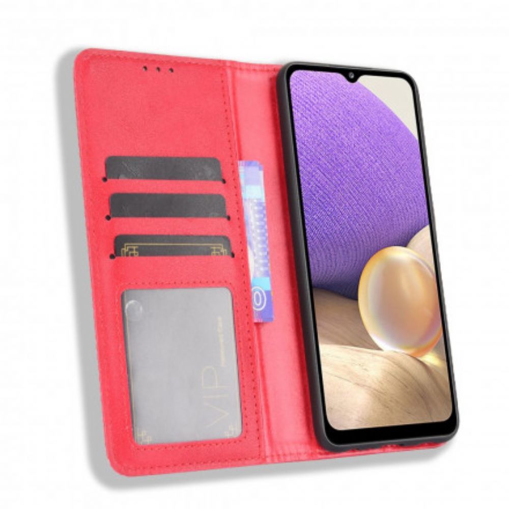 Schutzhülle Für Samsung Galaxy A32 5G Flip Case Stilisierter Vintage-ledereffekt