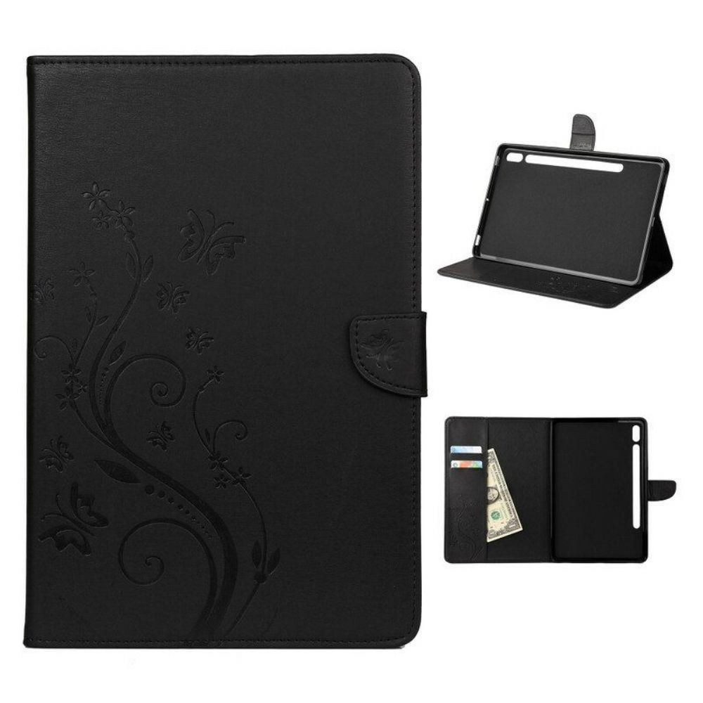 Flip Case Für Samsung Galaxy Tab S8 / Tab S7 Blumenschmetterlinge