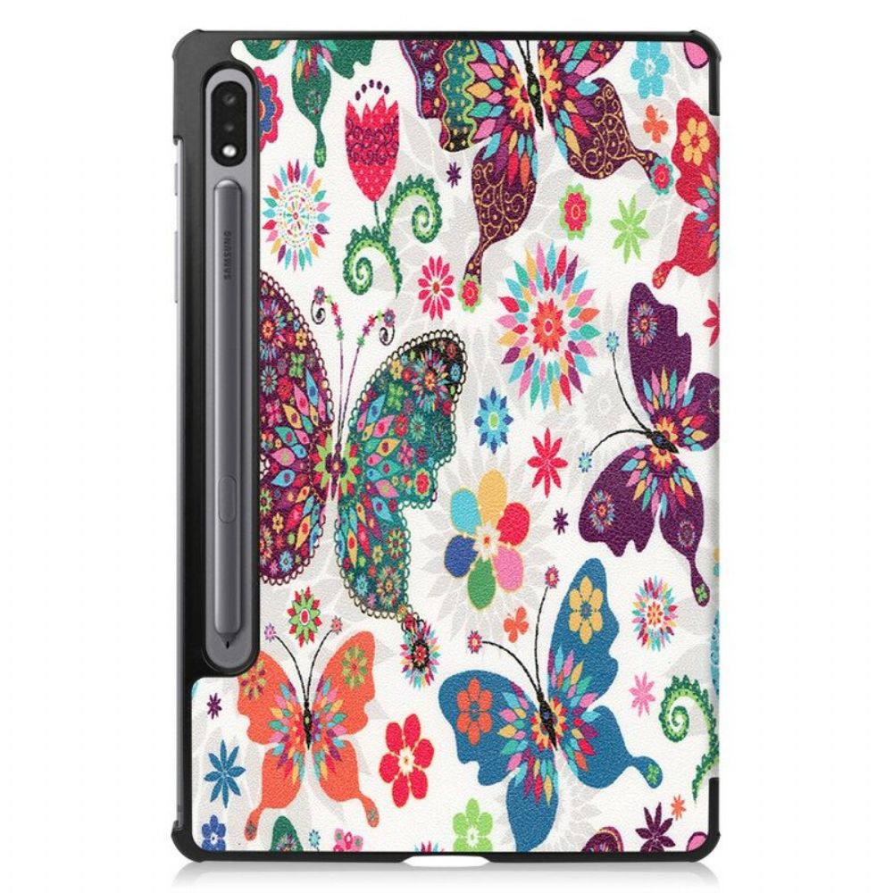 Schutzhülle Für Samsung Galaxy Tab S8 / Tab S7 Vintage Blumen Stifthalter