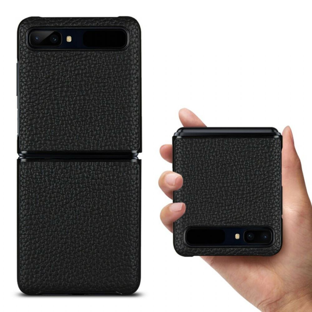 Hülle Für Samsung Galaxy Z Flip Flip Case Echtes Litschi-leder