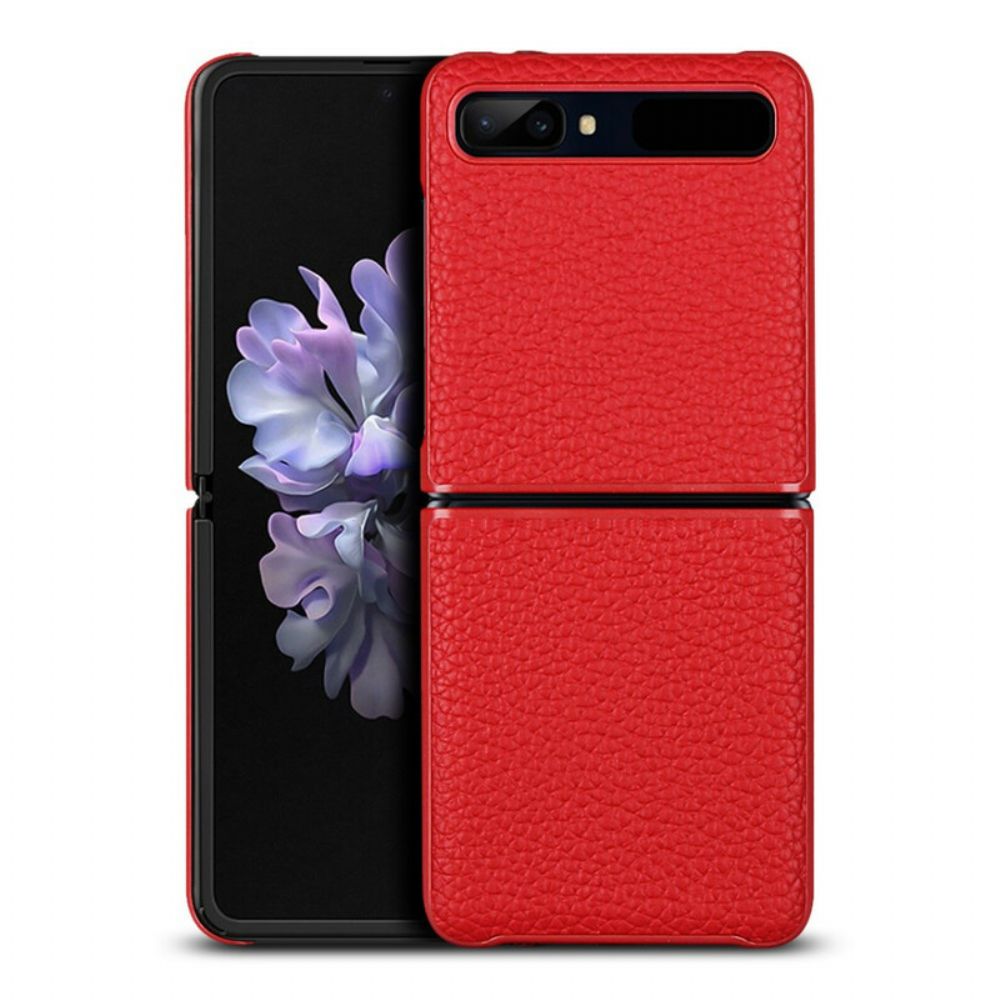 Hülle Für Samsung Galaxy Z Flip Flip Case Echtes Litschi-leder