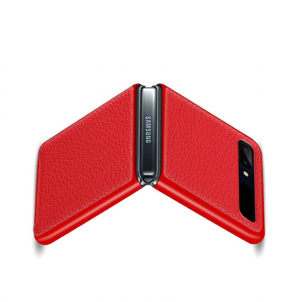 Hülle Für Samsung Galaxy Z Flip Flip Case Echtes Litschi-leder