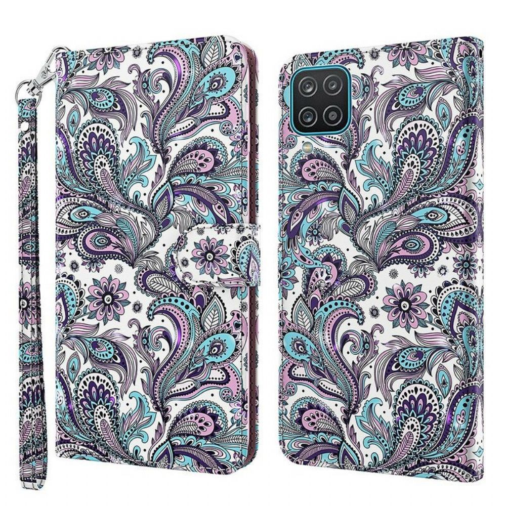 Flip Case Für Samsung Galaxy M12 / A12 Blumenmuster