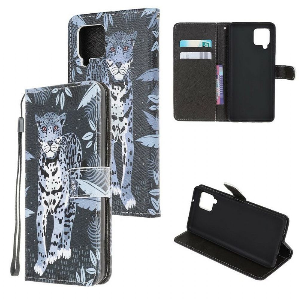 Flip Case Für Samsung Galaxy M12 / A12 Mit Kordel Riemchen-leopard