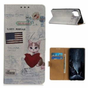 Flip Case Für Samsung Galaxy M12 / A12 Reisende Katze