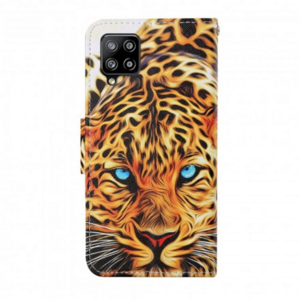 Flip Case Für Samsung Galaxy M12 / A12 Tiger Mit Schlüsselband