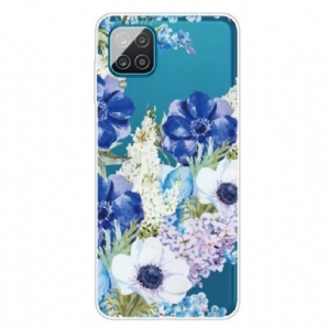 Hülle Für Samsung Galaxy M12 / A12 Nahtlose Aquarellblaue Blumen