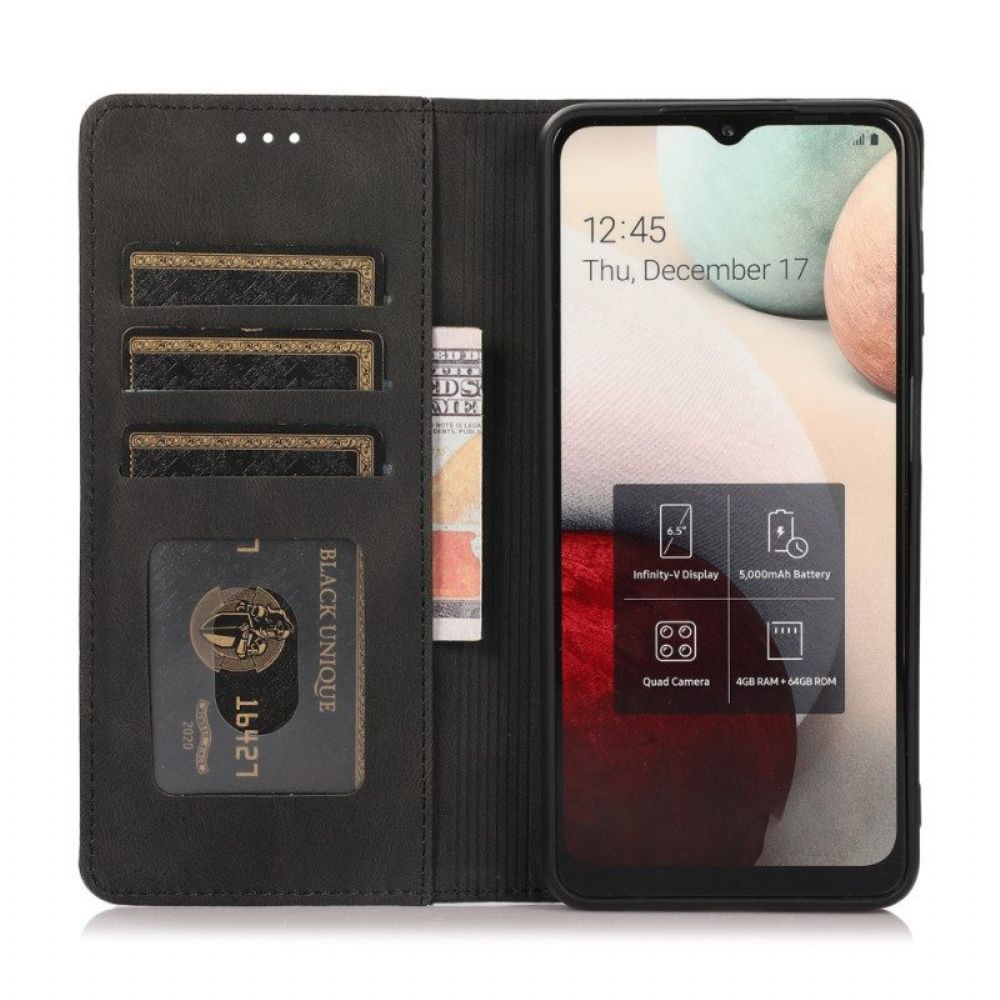 Schutzhülle Für Samsung Galaxy M12 / A12 Flip Case Ledereffekt Mit Seidiger Haptik