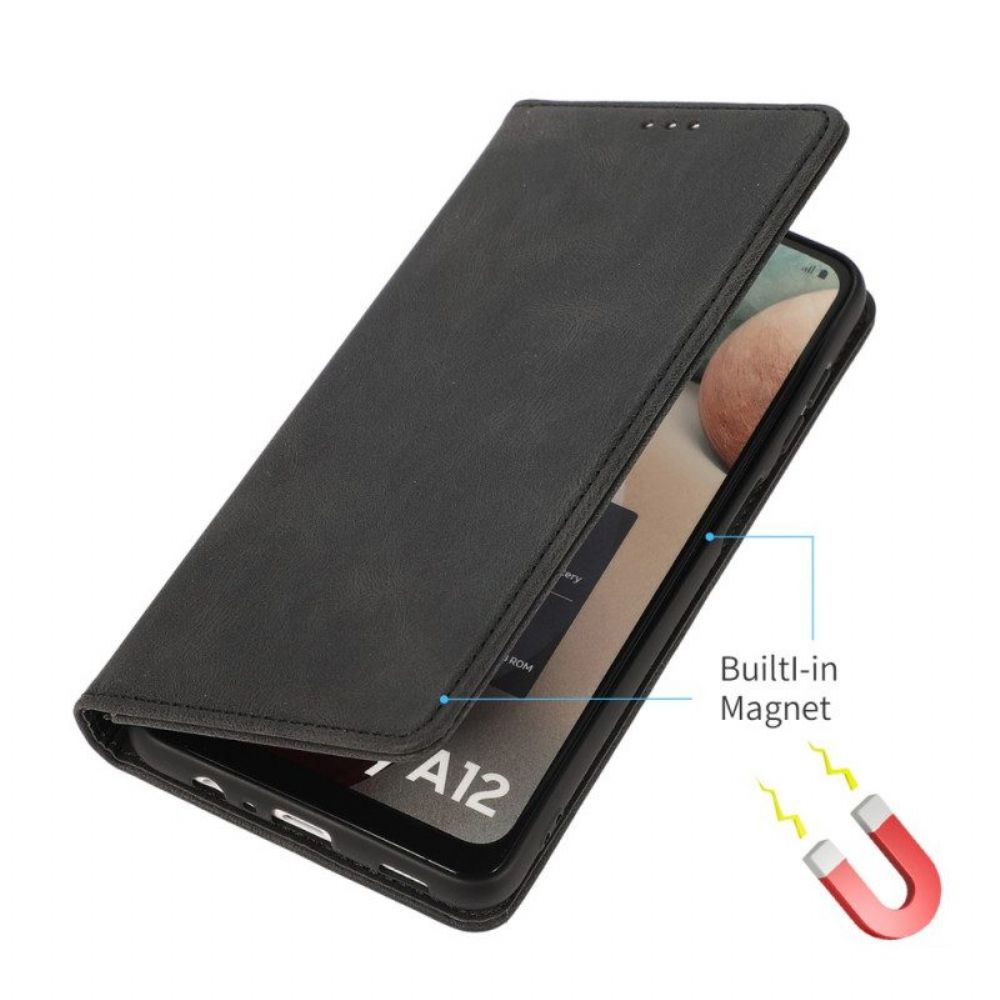 Schutzhülle Für Samsung Galaxy M12 / A12 Flip Case Ledereffekt Mit Seidiger Haptik