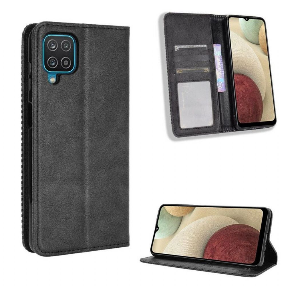 Schutzhülle Für Samsung Galaxy M12 / A12 Flip Case Stilisierter Vintage-ledereffekt