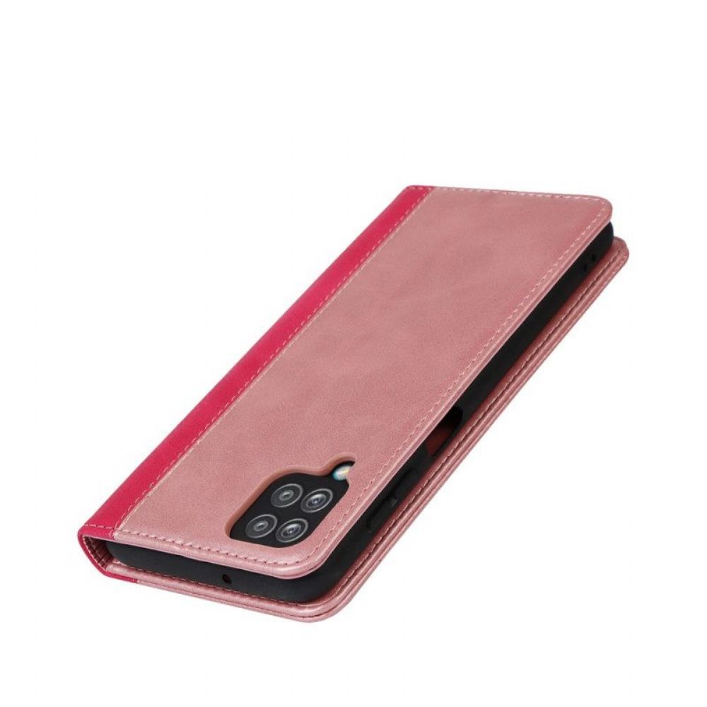 Schutzhülle Für Samsung Galaxy M12 / A12 Flip Case Zweifarbiger Lederstil