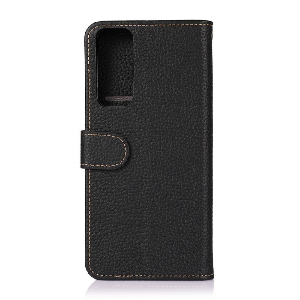 Flip Case Für Oppo Find X3 Lite Echtes Litschi-khazneh-leder