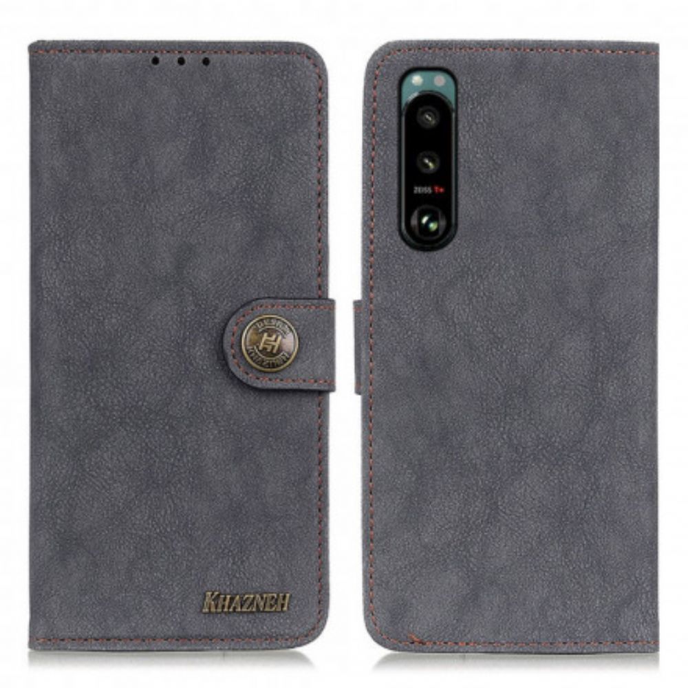 Flip Case Für Sony Xperia 5 III Retro Spalt Kunstleder Khazneh