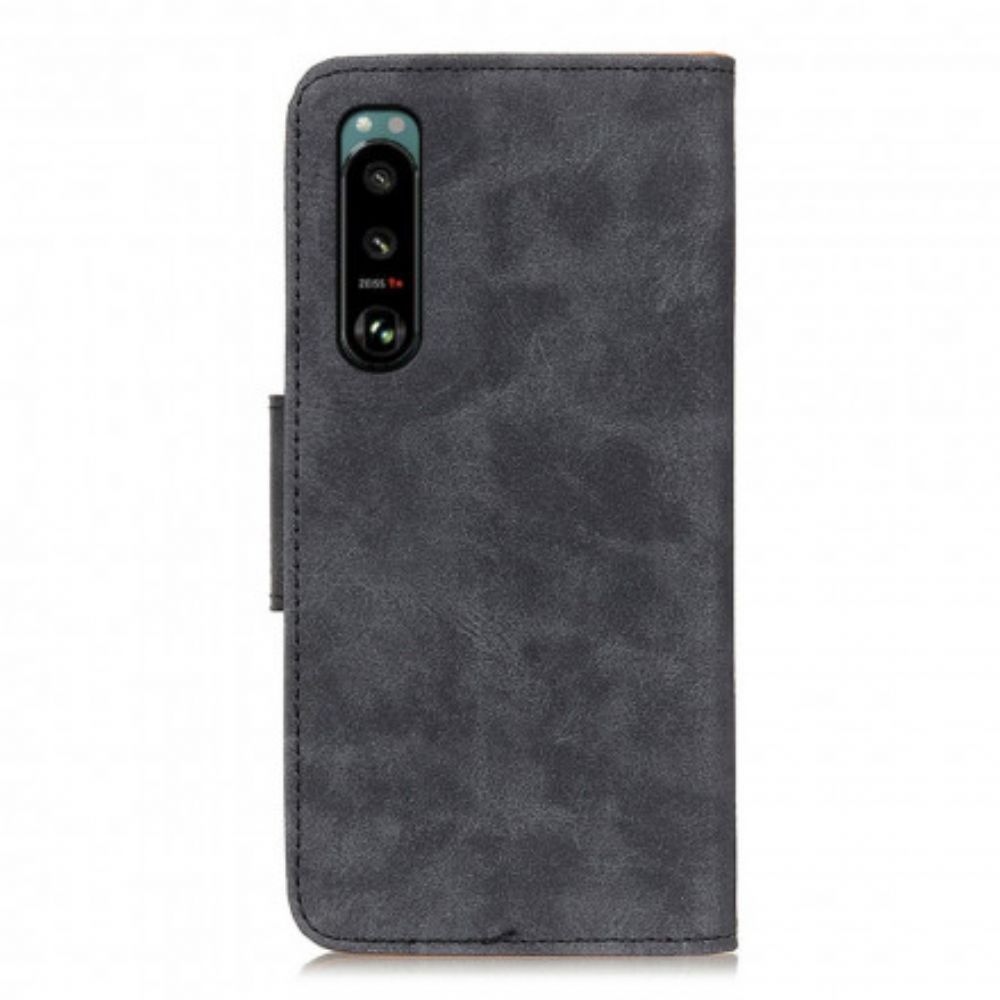 Flip Case Für Sony Xperia 5 III Flip Case Vintage Doppelseitige Magnetklappe