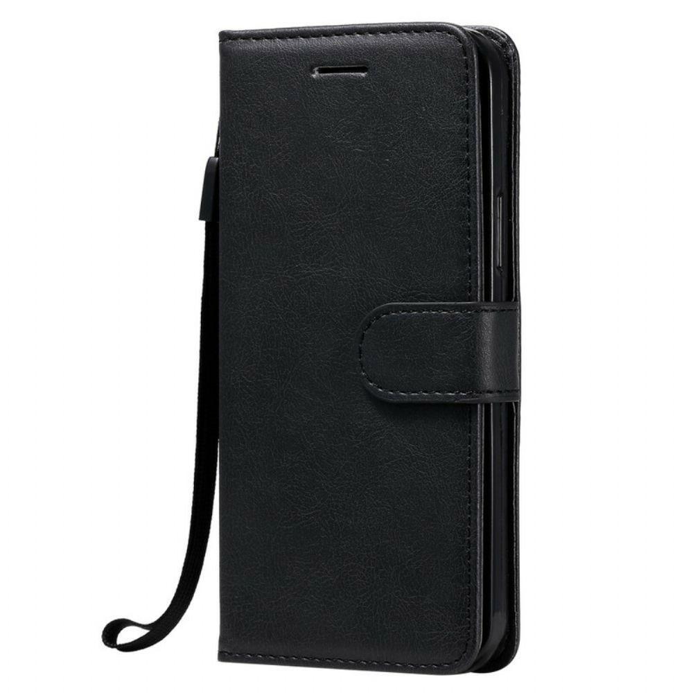 Flip Case Für iPhone 12 / 12 Pro Mit Kordel Armband Der Einfarbigen Serie