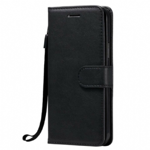 Flip Case Für iPhone 12 / 12 Pro Mit Kordel Armband Der Einfarbigen Serie