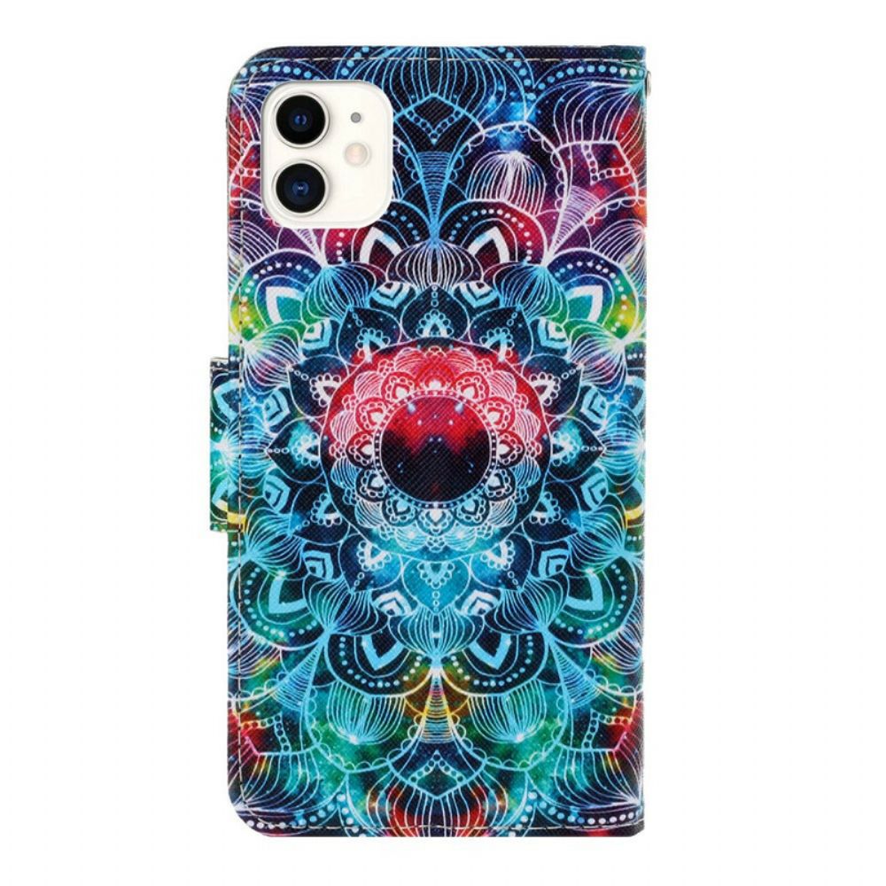 Flip Case Für iPhone 12 / 12 Pro Mit Kordel Auffälliges Riemchen-mandala